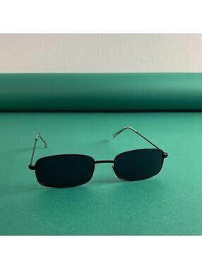 Y2K Vintage Cyber Silver Black Slim Unique Sunglasses Unisex